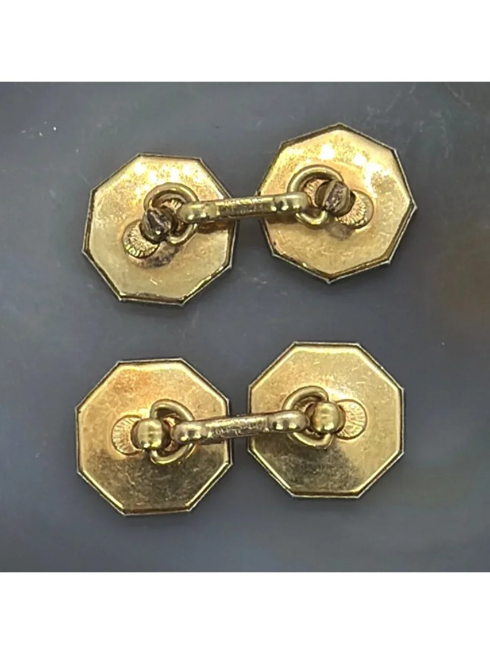 Cufflinks Art Deco Mother of Pearl Rolled Gold Plate Tuxedo Double Sided Vintage